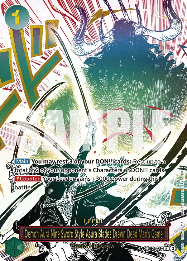 Demon Aura Nine Sword Style Asura Blades Drawn Dead Man's Game (OP12-037)